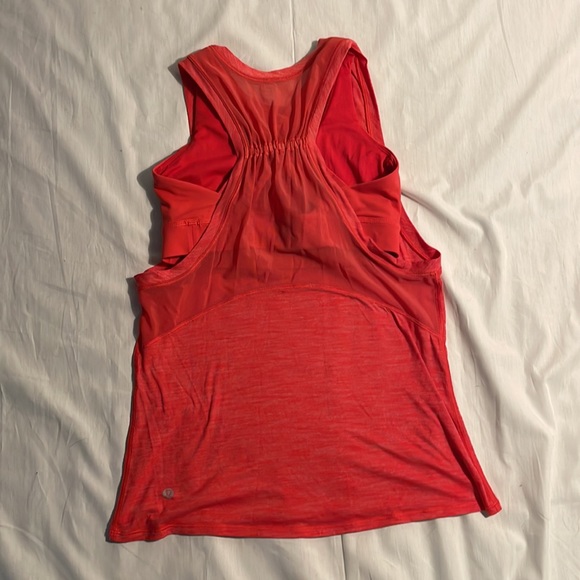 LULULEMON Work the Circuit Tank Heathered Lush Coral Built-in Bra Pink Size 6 - Picture 3 of 9